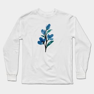 Blue Watercolor Wild Flower Long Sleeve T-Shirt